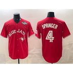 Toronto Blue Jays #4 George Springer Red KLUNKIM 2025 World Series Cool Base Stitched Jersey