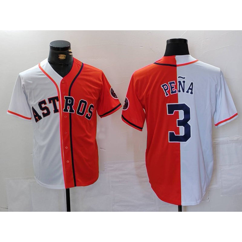Houston Astros #3 Jeremy Pena White Orange KLUNKIM Split Stitched Jersey