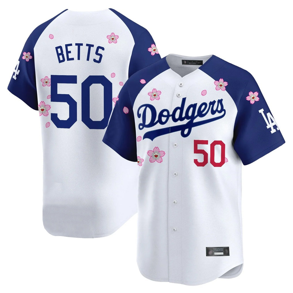 Los Angeles Dodgers #50 Mookie Betts Player White-Royal KLUNKIM Tokyo Series Vapor Premier Limited Stitched Jerseys