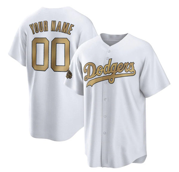 Custom Los Angeles Dodgers Active Player White KLUNKIM 2022 All-Star Cool Base Stitched Jersey