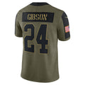 W.Football Team #24 Antonio Gibson Olive KLUNKIM Salute To Service Limited Player Jersey
