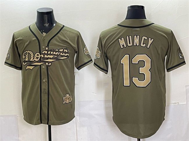 Los Angeles Dodgers #13 Max Muncy Olive KLUNKIM 2026 Armed Forces Day Stitched Jersey