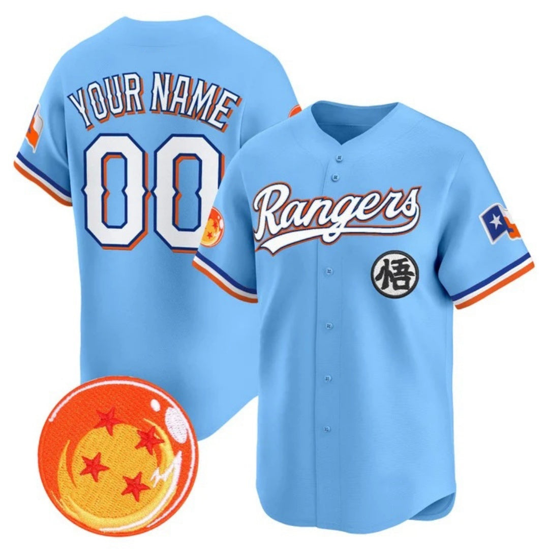 Custom Texas Rangers x Dragon Ball Blue KLUNKIM Vapor Premier Limited Jersey - All Stitched