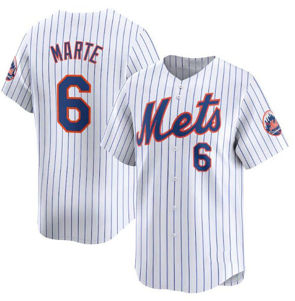 New York Mets #6 Starling Marte White KLUNKIM 2024 Home Limited Stitched Jersey