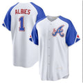 Atlanta Braves #1 Ozzie Albies White KLUNKIM 2023 City Connect Cool Base Stitched Jersey