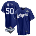 Los Angeles Dodgers #50 Mookie Betts Player Royal KLUNKIM World Series Game Stitched Jerseys