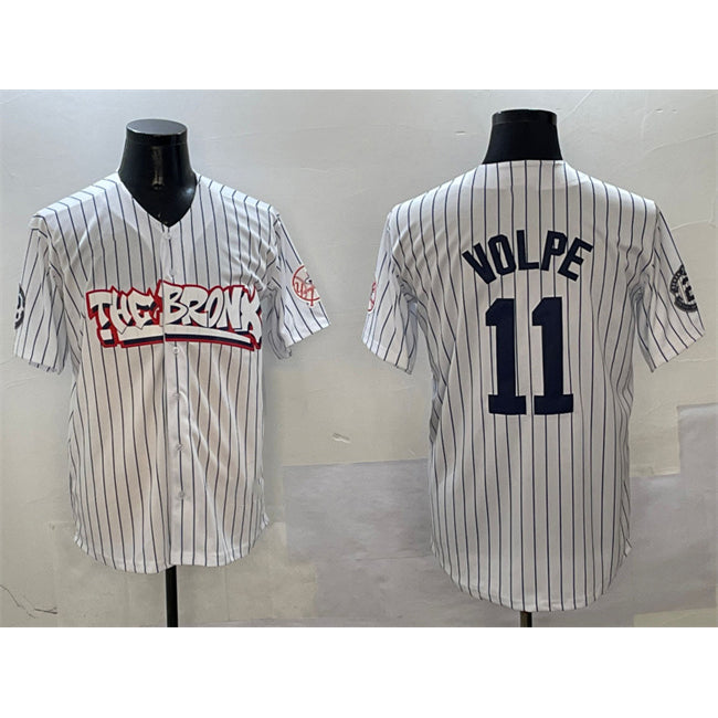 New York Yankees #11 Anthony Volpe White KLUNKIM Bronx Graffiti Vapor Limited Stitched Jersey