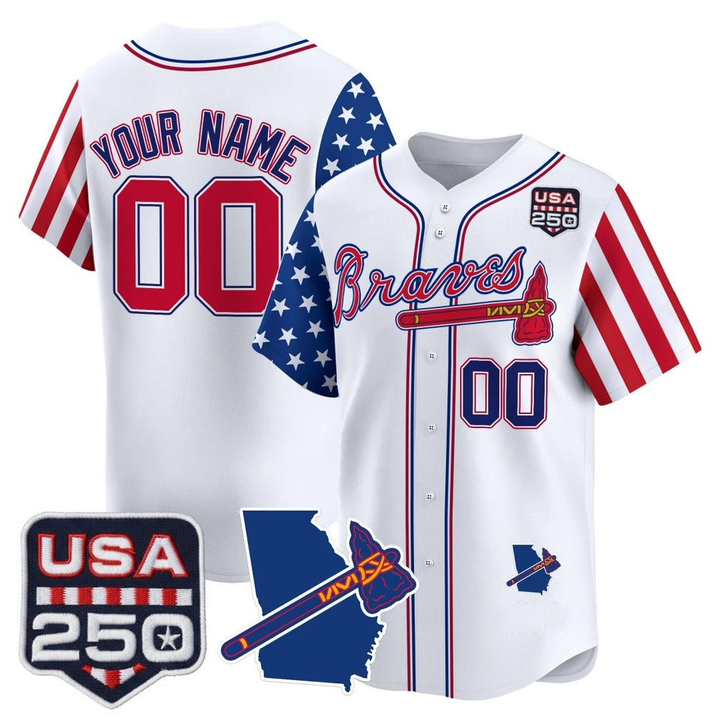Custom Atlanta Braves America 250 Edition Vapor Premier Limited White KLUNKIM Stitched Jerseys