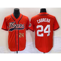 Detroit Tigers #24 Miguel Cabrera Number Orange KLUNKIM Cool Base Stitched Jersey