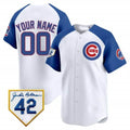 Custom Chicago Cubs 2024 Jackie Robinson Patch Vapor Premier Limited Jersey V2 ¨C White Royal KLUNKIM