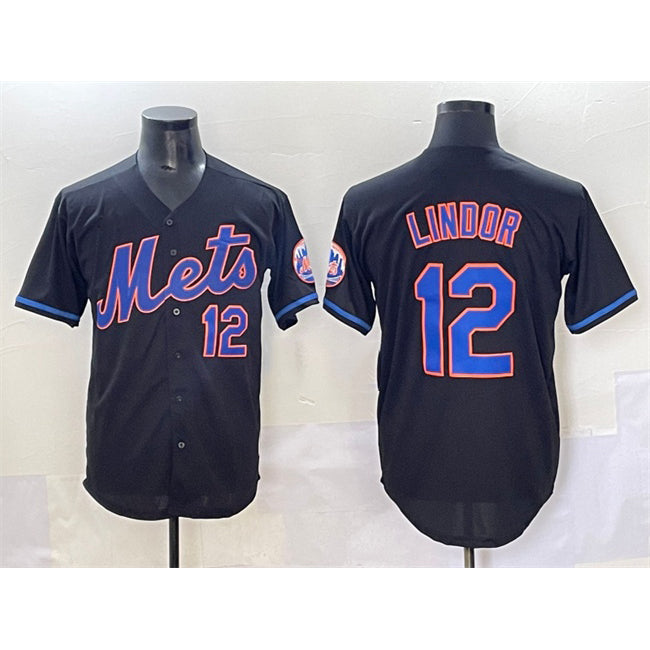 New York Mets #12 Francisco Lindor Black KLUNKIM Alternate Limited Stitched Jersey