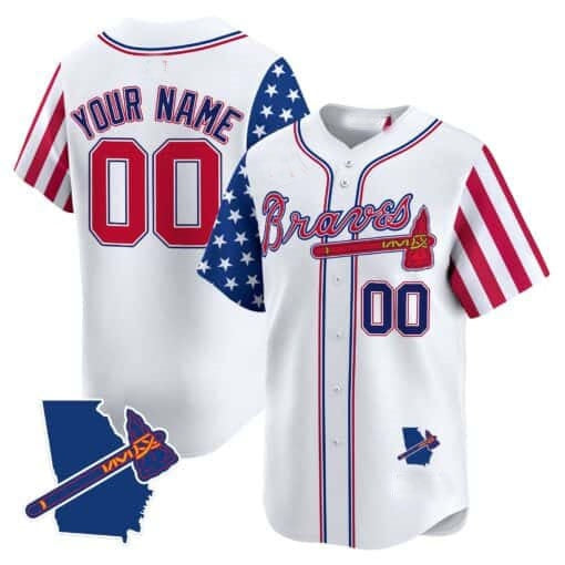 Custom Atlanta Braves White KLUNKIM 2024 Independence Day Vapor Premier Limited Jersey V2 - All Stitched