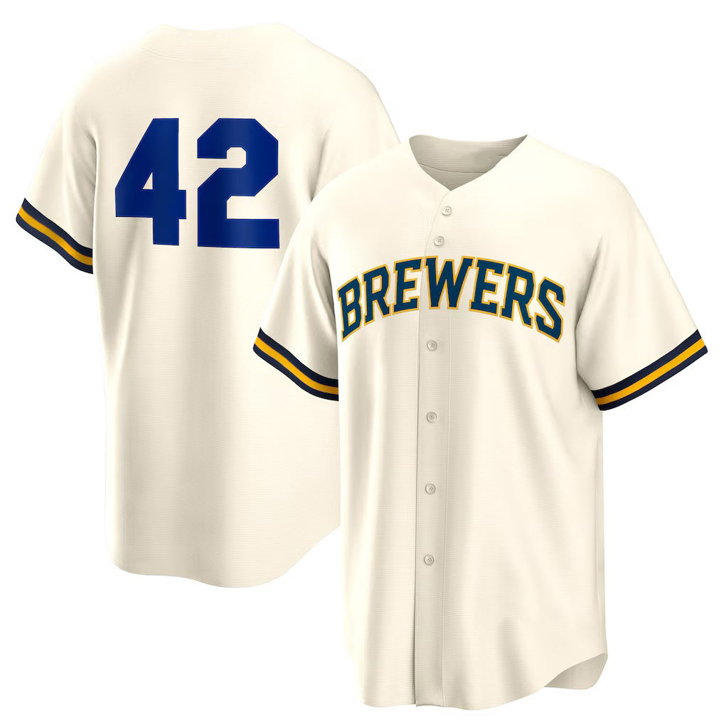 Milwaukee Brewers #42 Jackie Robinson Cream KLUNKIM Home 2025 Day Replica Jersey