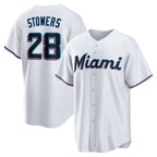 Miami Marlins #28 Kyle Stowers White KLUNKIM Home Replica Jersey