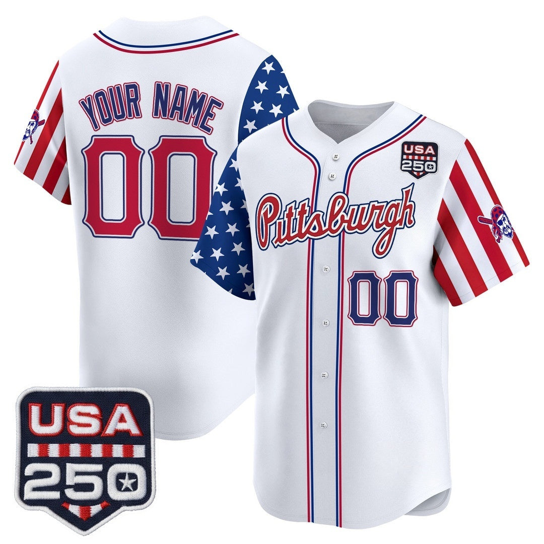 Custom Pittsburgh Pirates America 250 Edition Vapor Premier Limited White KLUNKIM Stitched Jerseys