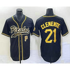 Pittsburgh Pirates #21 Roberto Clemente Number Black KLUNKIM Cool Base Stitched Jersey 1