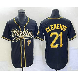 Pittsburgh Pirates #21 Roberto Clemente Number Black KLUNKIM Cool Base Stitched Jersey 1