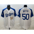 Los Angeles Dodgers #50 Mookie Betts Number White Blue KLUNKIM Fashion Stitched Cool Base Limited Jersey 3