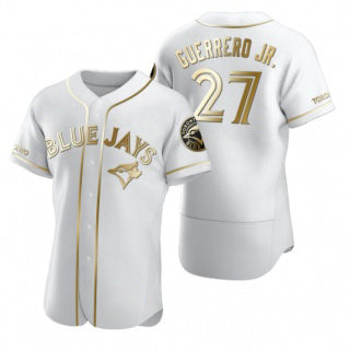 Toronto Blue Jays #27 Vladimir Guerrero Jr. White Gold KLUNKIM Flex Base Stitched Jersey