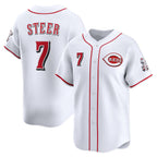 Cincinnati Reds #7 Spencer Steer White KLUNKIM Home Limited Player Jersey