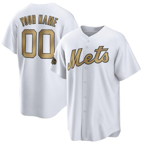 Custom New York Mets Active Player White KLUNKIM 2022 All-Star Cool Base Stitched Jersey