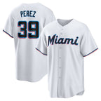 Miami Marlins #39 Eury Perez White KLUNKIM Home Replica Jersey