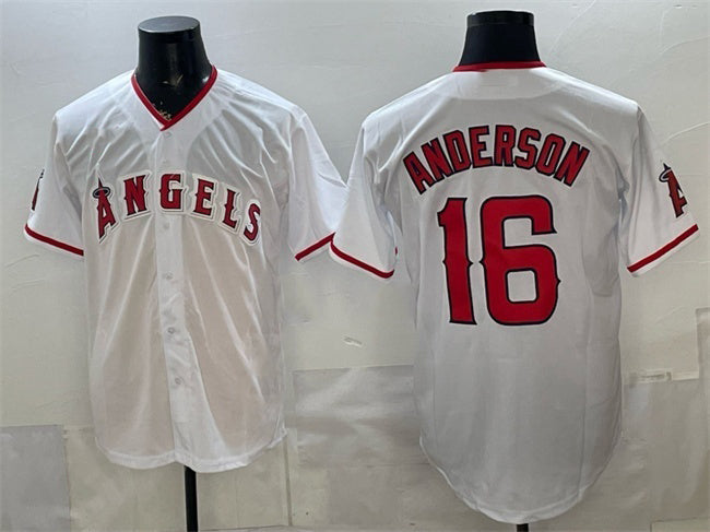 Los Angeles Angels #16 Garret Anderson White KLUNKIM Stitched Jersey