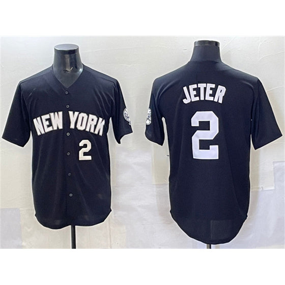 New York Yankees #2 Derek Jeter Black KLUNKIM Limited Stitched Jersey