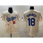 Los Angeles Dodgers #18 Yoshinobu Yamamoto Cream KLUNKIM 2025 Tokyo Series Limited Stitched Jersey