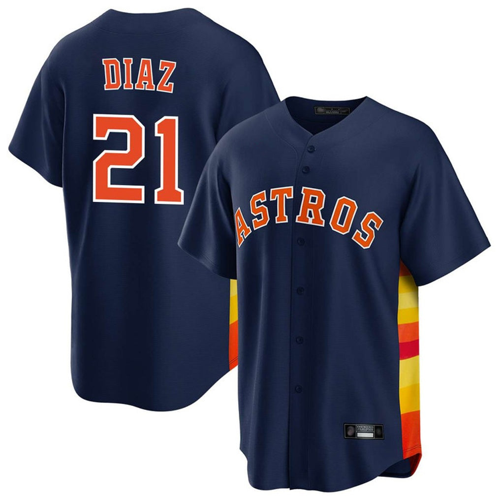 Houston Astros #21 Yainer Diaz Player Navy KLUNKIM Home Game Stitched Jerseys