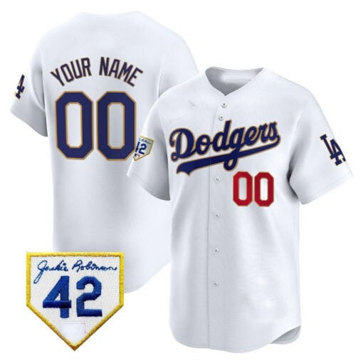 Custom Los Angeles Dodgers 2024 Jackie Robinson Patch Vapor Premier Limited Jersey - White KLUNKIM