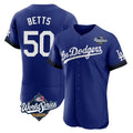 Los Angeles Dodgers #50 Mookie Betts Player Royal KLUNKIM World Series City Connect Elite Home Stitched Jerseys