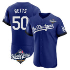 Los Angeles Dodgers #50 Mookie Betts Player Royal KLUNKIM World Series City Connect Elite Home Stitched Jerseys