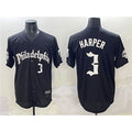 Philadelphia Phillies #3 Bryce Harper Black KLUNKIM Gothic Vapor Limited Stitched Jersey