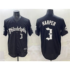 Philadelphia Phillies #3 Bryce Harper Black KLUNKIM Gothic Vapor Limited Stitched Jersey