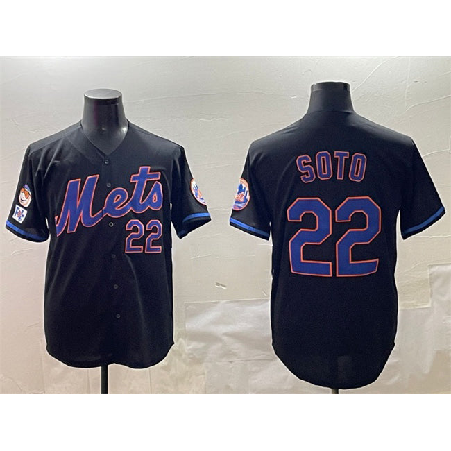 New York Mets #22 Juan Soto Black KLUNKIM 2025 Spring Training Cool Base Stitched Jersey