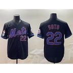 New York Mets #22 Juan Soto Black KLUNKIM 2025 Spring Training Cool Base Stitched Jersey