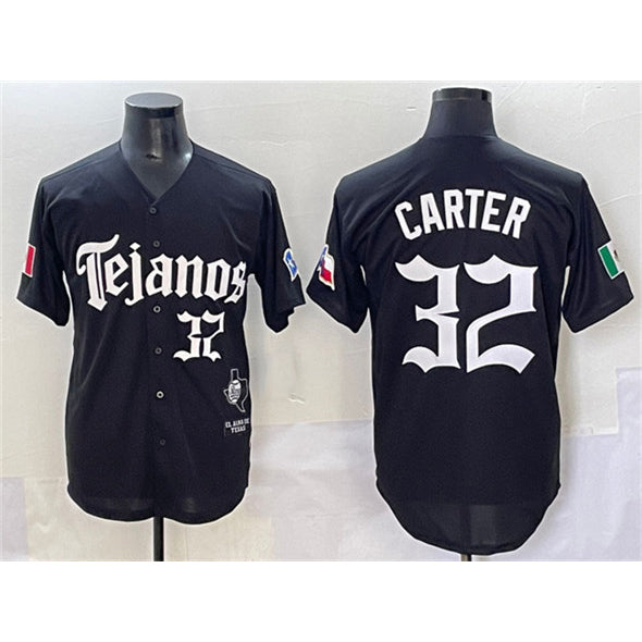 Texas Rangers #32 Evan Carter Black KLUNKIM Mexico 2025 Vapor Premier Limited Stitched Jersey