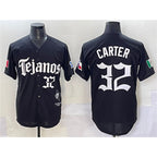 Texas Rangers #32 Evan Carter Black KLUNKIM Mexico 2025 Vapor Premier Limited Stitched Jersey