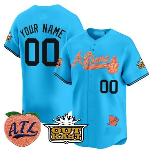 Custom Atlanta Braves Atliens & Peach Vapor Premier Limited Jersey ¨CBlue KLUNKIM