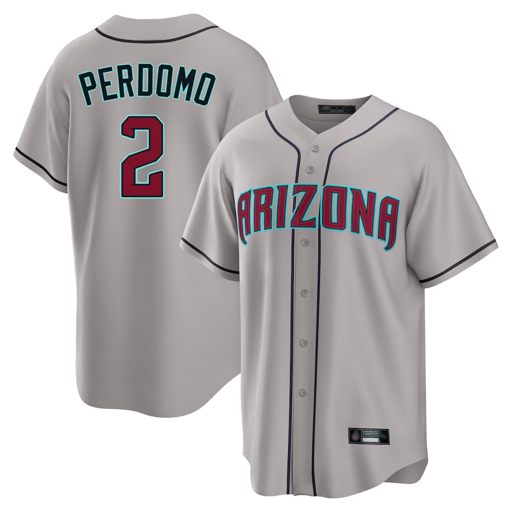 Arizona Diamondbacks #2 Geraldo Perdomo Player Gray KLUNKIM Road Home Game Stitched Jerseys