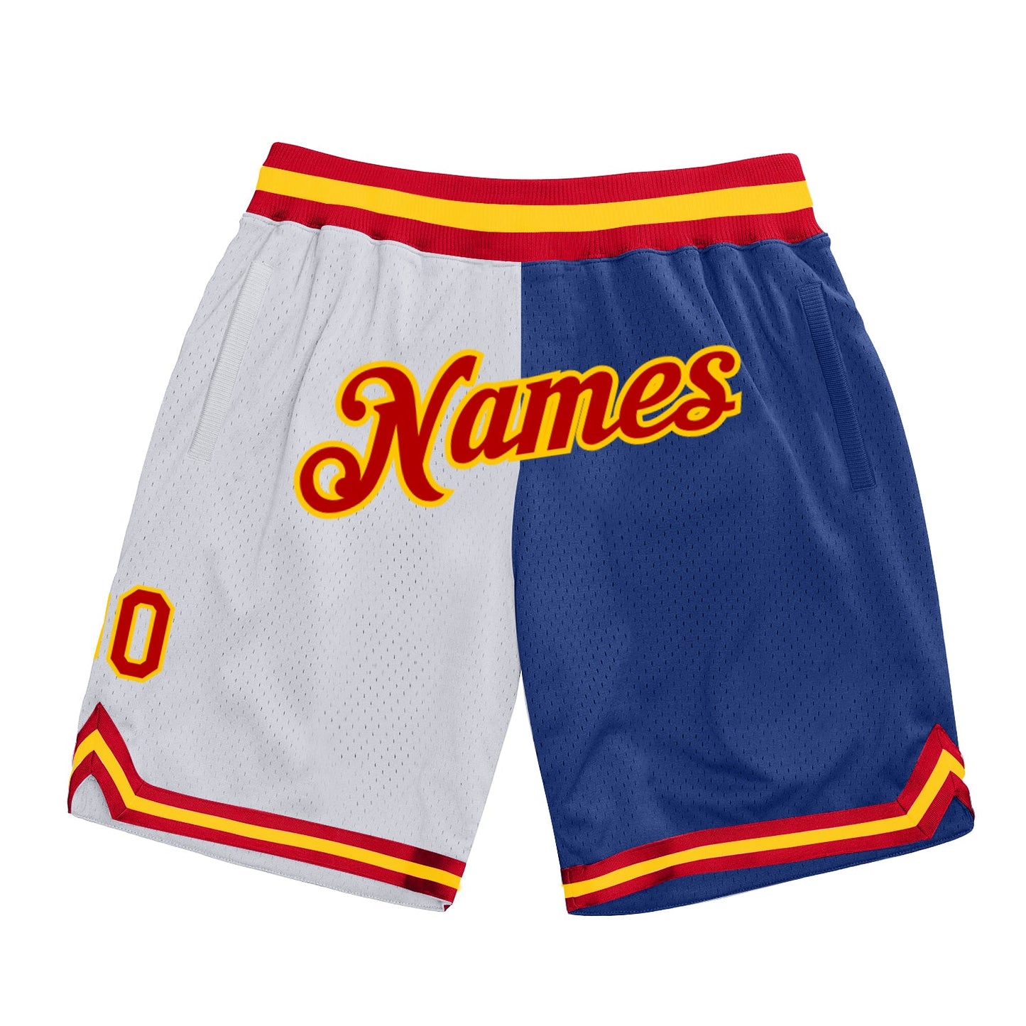 Custom Gray Red-Royal Authentic Throwback Split Fashion Basketball Shorts