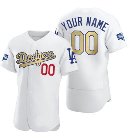 Baseball Custom Los Angeles Dodgers Champion White Jersey Stitched Any Name And Number