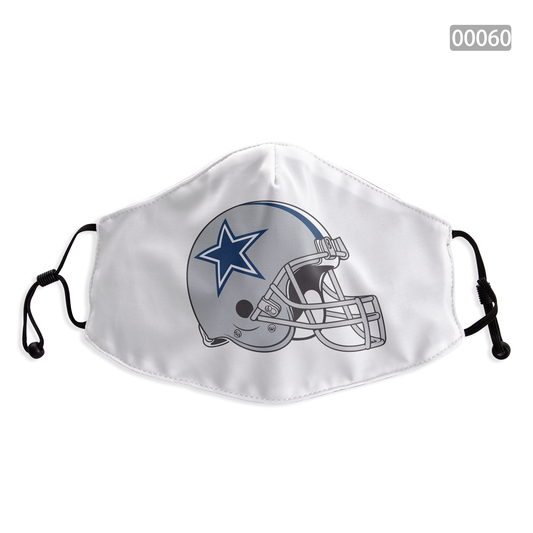 Print Football Personalized Dallas Cowboys White Dust Face Mask With Filters PM 2.5