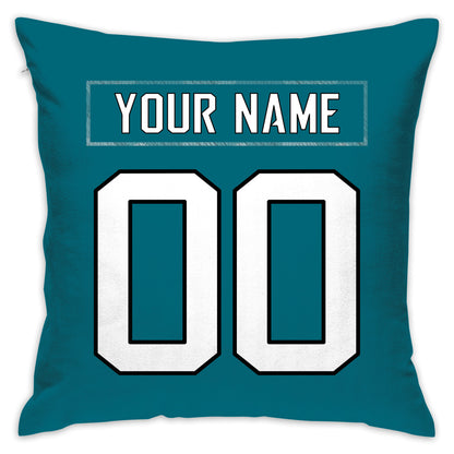 Custom Football 18x18 Throw Pillow Set of 2 Decorative Couch, Print Personalized Design Any Name & Number Throw Pillow Covers Birthday Gift Sofa Bed Chair Seat Pillowcase (Teal-15, 18" x 18")