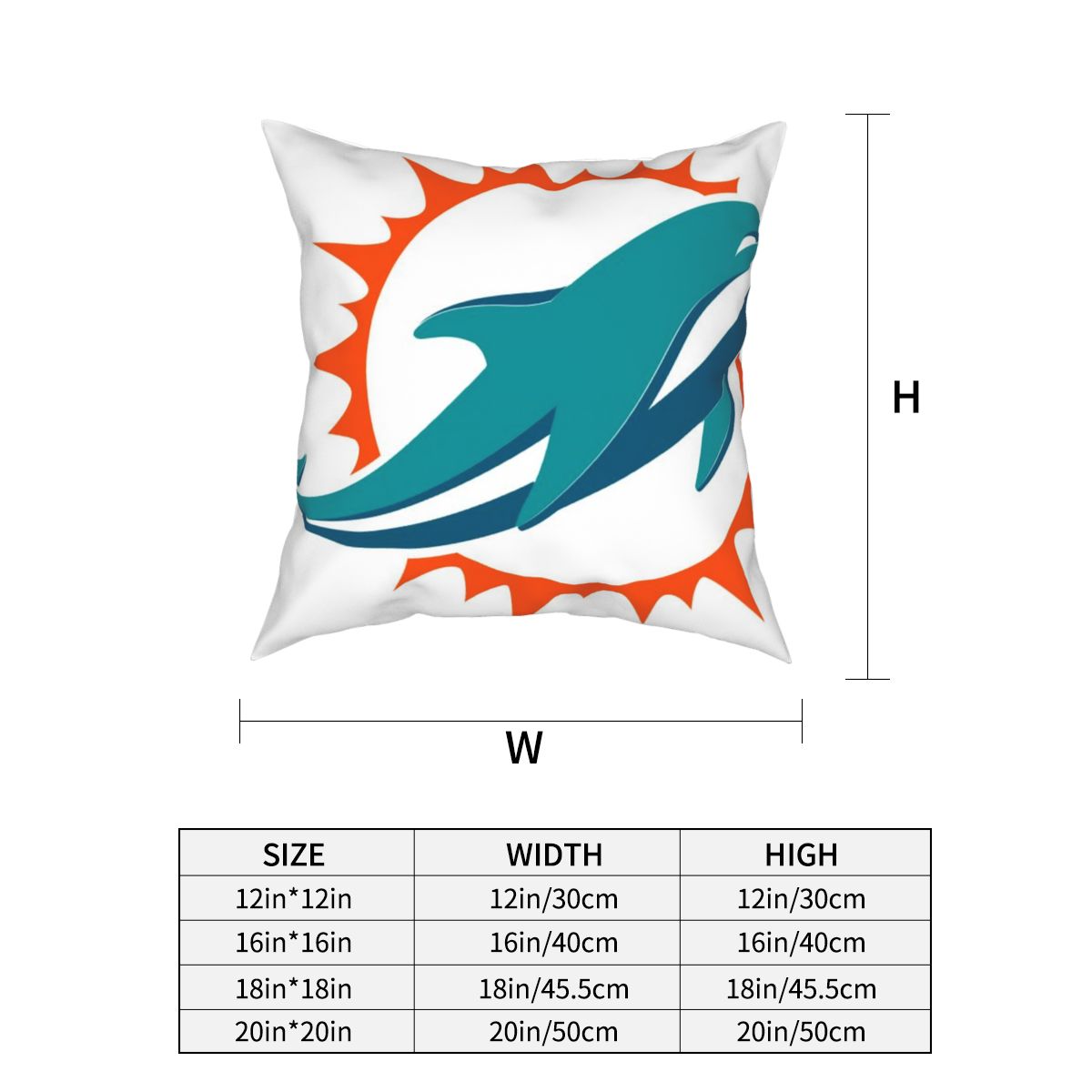 Custom Decorative Football Pillow Case Miami Dolphins White Pillowcase Personalized Throw Pillow Covers