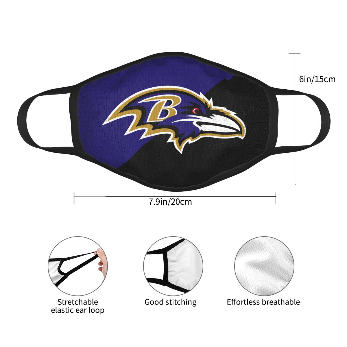 Custom Football Personalized Baltimore Ravens Dust Face Mask With Filters PM 2.5