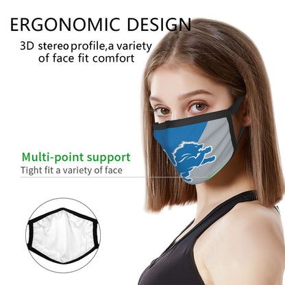 Custom Football Personalized Detroit Lions Dust Face Mask With Filters PM 2.5