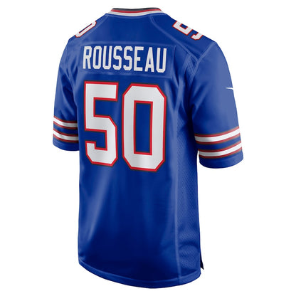 B.Bills #50 Gregory Rousseau Royal Game Player Jersey American Stitched Football Jerseys