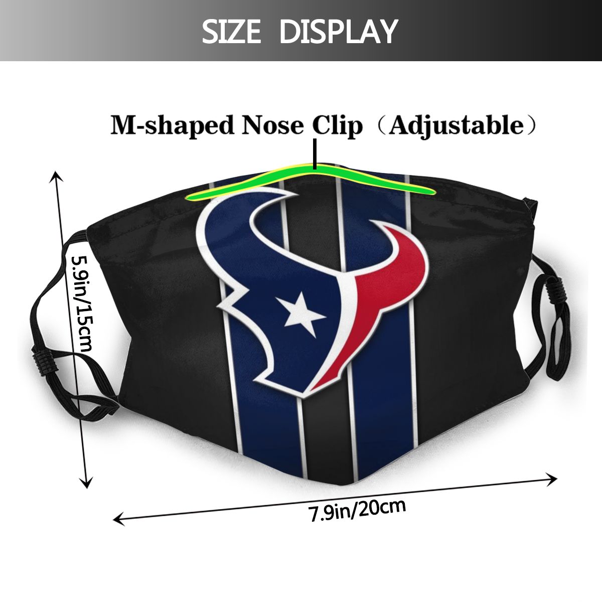 Print Football Personalized Houston Texans 5 Dust Face Mask With Filters PM 2.5